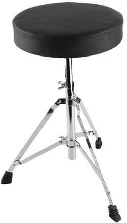 Yanmis Deluxe-Schlagzeughocker aus Leder, Runder, Gepolsterter Sitz, rutschfeste Edelstahlbeine, 5-stufig Höhenverstellbar, für Erwachsene Schlagzeuger