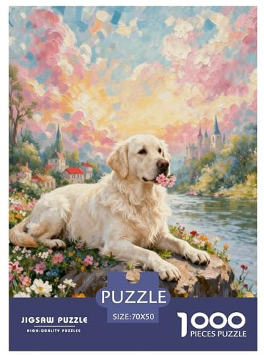 Puzzle Labrador Retriever 1000 Pièces pour Adultes Et Enfants, Jeu D'Intelligence, Casse-tête Buisson Fleuri, Home Decor, Cadeau Adulte 70x50cm/1000pcs