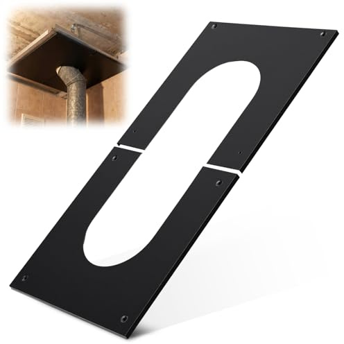Cinnvoice 6 Inch Adjustable Pitched Ceiling Plate Metal Sloped Ceiling Plate Chimney Cover for Pipe Stove Chimney System, 32.68 x 16.34 inch
