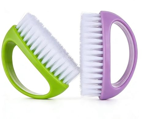 2PCS Green Purple Laundry Brush – Dual-Purpose Nail Brushes for Cleaning Nails, Stiff Nail Scrubbing Brush for Hands, Effective Nail Cleaning Brush for Home Use
