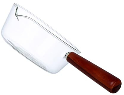 Alipis Cacerola para Leche de Vidrio Borosilicato 400 Ml Mango de Madera Ergonómico, Mini Olla Calentadora para Salsas y Mantequilla, Menaje de Cocina para Hogar
