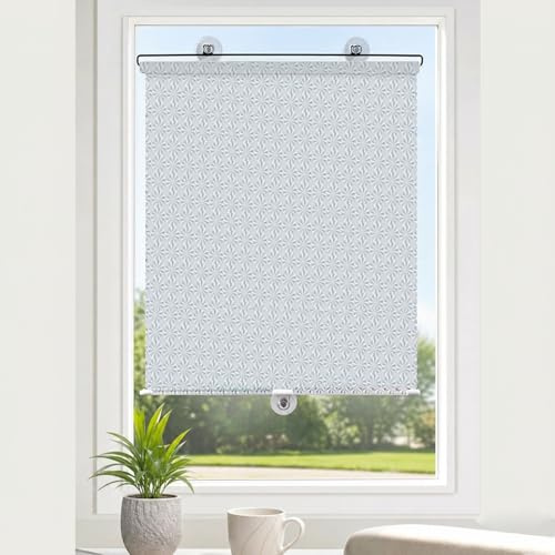 Generisch Saugnapfes Verdunkelungsrollo Sonnenschutz Dachfenster Rollo 40x60 70x200cm Sonnenschutzrollos Ohne Bohren Thermorollo für Sichtschutz Hitzeschutz Jalousievorhang(Silber,70x200cm)