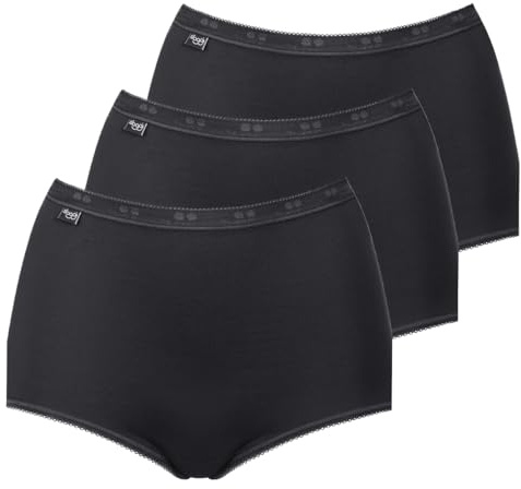 Sloggi Femme Basic+ 3p sloggi Basic Maxi Lot de 3 Culotte taille basse femme Tr s confortable Coton doux et respi, Noir (Black 0004), 52 FR/ 50 EU