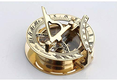 Nautical Replica Hub Bussola con meridiana, strumento nautico da collezione, in ottone, idea regalo per appassionati di