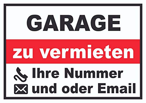HB-Druck Garage zu vermieten Schild A1
