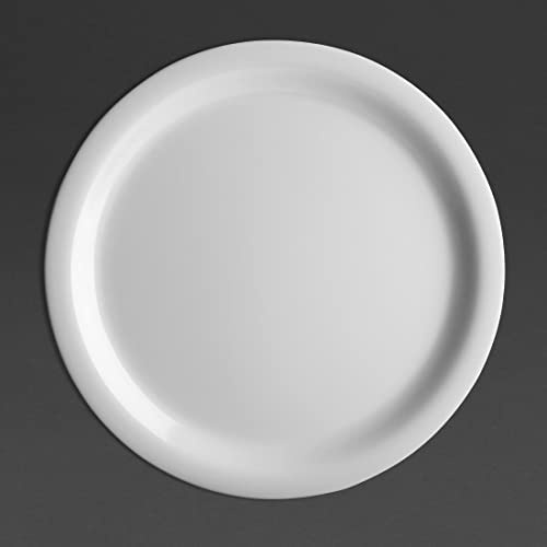 Olympia Melamine Narrow Rimmed Plates 226mm 9 Inch (Pack of 12) | Kristallon chip-resistant, lightweight dishware, stackable for efficient storage in busy commercial catering venues.