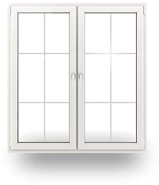 JeCo Balkontür Terrassentür Tür - 2-Flügler Sprossen 6 Felder - 1600 x 2000mm - 2-Fach-Verglasung - 60mm Rahmen - Sondermaße möglich