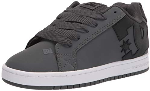 DC Men's Court Graffik Skate Shoe, Dark Grey/Black/White,7.5 M US