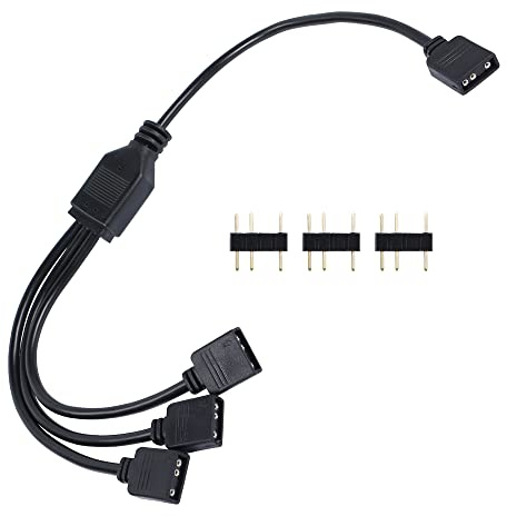 YACSEJAO ARGB Splitter Cable 5V 3Pin Addressable RGB 1 to 3 Splitter Cable with Male Pins for Computer Chassis, CPU Cooler and 5V ARGB Fan