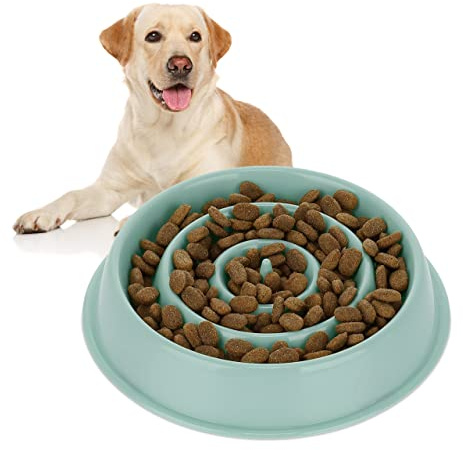 Relaxdays Anti Schling Napf, Futternapf für Hunde, Tiernapf 400 ml, langsames Fressen, Hundenapf spülmaschinenfest, blau, 4 x 21 x 21 cm