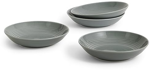 Royal Doulton Pasta Bowls, Stoneware, Designed to Mix & Match, Gordon Ramsay Maze Pasta Bowl 24cm 9.5in Dark Grey, Set of 4