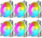 6X VENTOLE BIANCHE RGB - LED COLORATE 120MM - CONNETTORE MOLEX - PC CASE SILENZIOSE RAFFREDDAMENTO DESKTOP FAN WHITE BIANCA