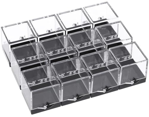 12pezzi Scatole Trasparenti Per Campioni Minerali Contenitori Quadrati Per Esposizione E Conservazione Vetrina Creativa Per Cristalli E Pietre