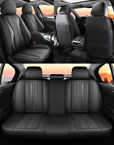 NOBQUA Autositzbezüge Universal Set, Leder Autositzbezug Komplettset, Vordersitze & Rückbank，Universal Fit für die meisten PKW, SUV, Limousinen und LKW