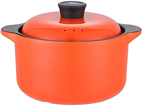 Auflaufform mit Deckel Keramik-Auflauftopf Haushaltsgesundheit Suppeneintopf Schmorpfanne, rund, Nicht klebend, gassicher, Auflaufform mit Deckel, orangefarbener Kochtopf