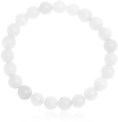 VJUYSW 1 Stück 8mm 7A natürlicher weißer Achat Armband, natürlicher weißer Achat Armband, verstellbares Perlenarmband