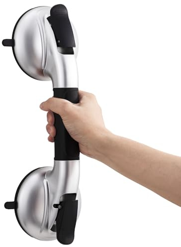 TAILI Poignée Ventouse Salle de Bain, Sans perçage, Supporte 150 KG, Noir