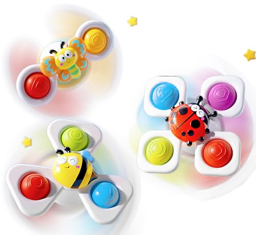 Echehi 3 Pezzi Spinner Bambini, Giochi Bagnetto Neonato, Giochi Sensoriali per Neonati. Insetti