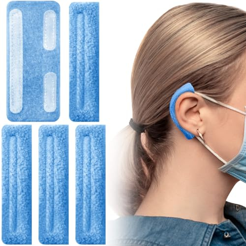 STSTR 4Pcs Nasal Cannula Ear Cushions, Breathable Oxygen Ear Protectors for Oxygen Tubing, Soft Loop Design Comfort Ear Pads for Ear Pain Relieve, Eyeglasses, Oxygen Users - Blue