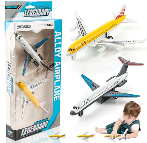 Phlognfy Flugzeug Metall Spielzeug, Pull Back Flugzeug Spielzeug, Simulations Modell, Geburtstagsgeschenk für Belohnung für Lernfortschritte