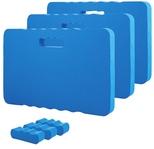 APACALI 3 Stück Kniekissen Garten Blau, 43x28x4CM Dicken Garten Kniekissen, Wasserabweisender Kniepolster Garten, Kniekissen Mehrzweckkissen für Arbeit, Yoga, Gartenarbeit, Babybad