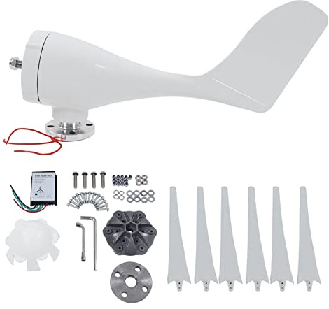 Jectse Kit de Generador de Turbina Eólica, 100 W con 6 Cuchillas, Kit de Generador de Viento con Dirección de Barlovento de Ajuste Autico con Controlador, para Marino, Hogar, (DC24V)