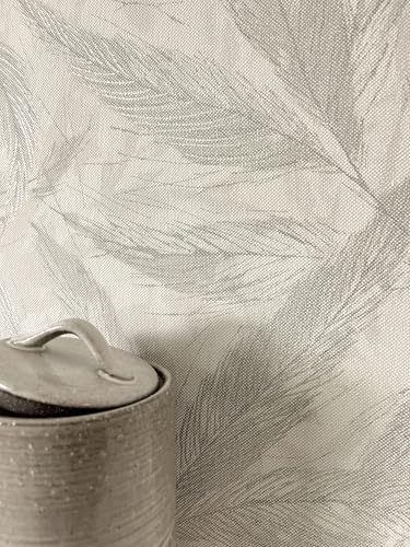 Newroom Papel Pintado No Tejido Gris Hojas - Estilo Escandinavo Floral para Salón Dormitorio