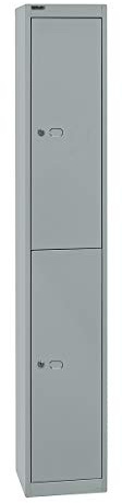 BISLEY Garderobenschrank Office, 1 Abteil, 2 Fächer, T 305 mm, Metall, 355 Silber, 30.5 x 30.5 x 180.2 cm