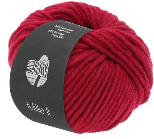 LANA GROSSA Mille II | Strapazierfähiges Mischgarn mit Merinowolle, waschmaschinenfest | Handstrickgarn aus 50% Schurwolle & 50% Acryl | 50g Wolle zum Stricken & Häkeln | 55m Garn FB9