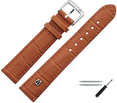 MARBURGER Uhrenarmband 18mm Leder Alligator Prägung Mit Naht - Werkzeug Montage Set 52818
