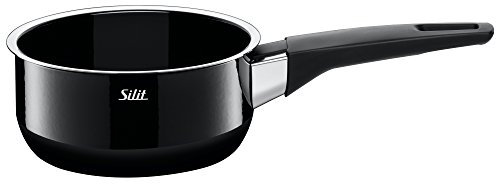 Silit Modesto Stielkasserolle 16cm ohne Deckel, Kochtopf klein 1,3l, Milchtopf Induktion, Silargan Funktionskeramik, schwarz