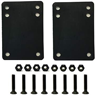 VJ Longboard Skateboard Riser Pads 14mm Black w/Skateboard Screws Hardware BK 2 (14mm Riser w 2inch Screws)