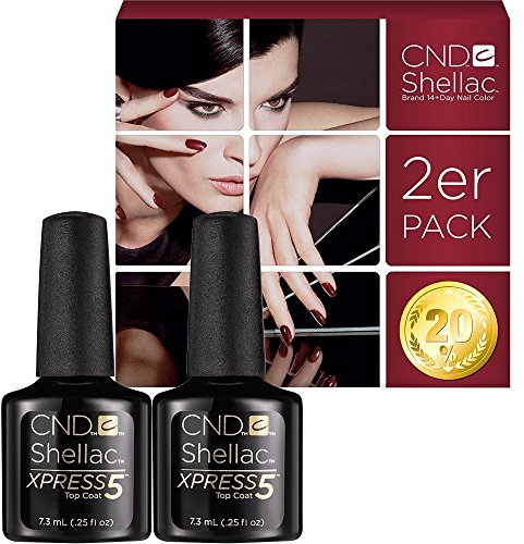 CND Shellac UV/LED Power Polish, Xpress5 Top Coat 7.3 ml - Pack of 2