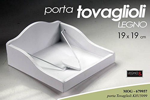 Portatovaglioli PORTA TOVAGLIOLI 19*19 BIANCO HOME LEGNO SHABBY CHIC