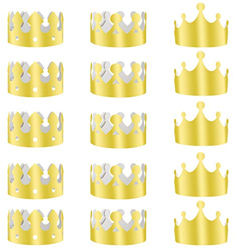TUPARKA 36 Piezas Golden King Crowns Gold Foil Paper Party Crown Hat Cap para Celebraciones de cumpleaños Photo Props (Oro)