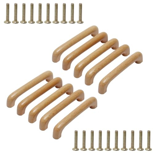 MroMax Holzknöpfe, 96 mm Lochabstand, 109 mm Länge, für Schrank, Möbel, Küche, Griffe für Kommode, Schublade, Kleiderschrank, 10 Stück