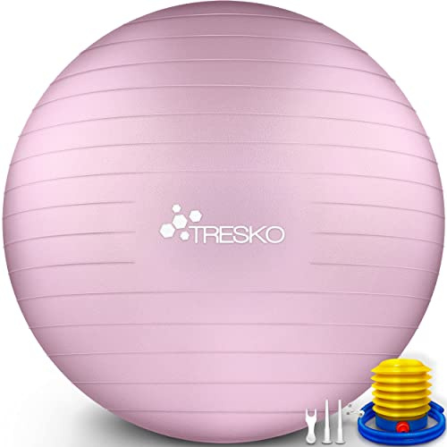 TRESKO® Gymnastikball BPA-Frei inkl. Luftpumpe | Ergonomischer Sitzball | Pilates Ball für Fitness, Yoga, Gymnastik, Schwangerschaft, Rückenschmerzen | Yogaball Pezziball Sitzball Anti-Burst 300 kg