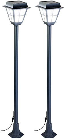 Lunartec Solarlaterne Gross: 2er-Set Hybrid Solar-LED-Wegeleuchte mit optional. Netzbetrieb (Solar Gartenleuchte Laterne, Laterne für draußen)