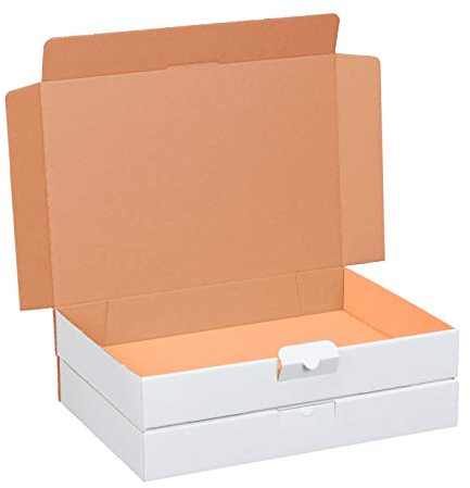 smiley pack 25 Maxibriefkartons 320 x 225 x 50 mm weiß (25 Stück) DIN A4 Maxibrief Versandkarton für DHL DPD GLS Hermes Warensendung Büchersendung mit Steckverschluss