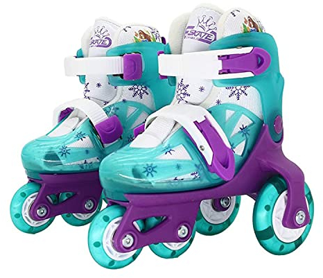 Sumeber Inline Kinder Skates Tri-Linie mit veränderbarer Länge Kid Jungen Mädchen Rollschuhe Outdoor/Indoor (Fluoreszierendes Blau, XS（27-30）)