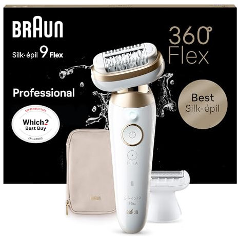 Braun Silk-épil 9 Epilator with Pivoting Head, Braun Epilator for Women, Easy Hair Removal Device, Women's Electric Shavers, Wet & Dry,Lasting Smooth Skin, with Lady Shaver Head & Trimmer Comb