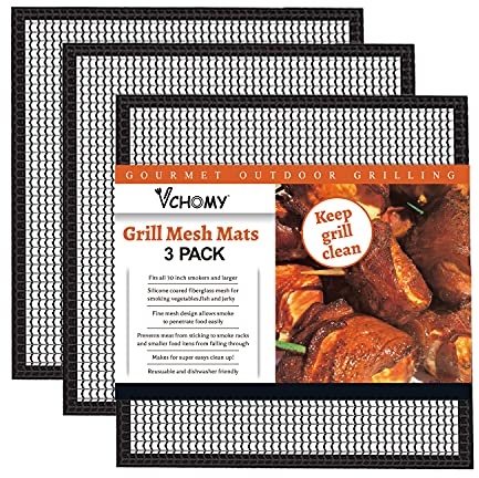 Grill Mesh Mat Set of 3 - Heavy Duty BBQ Non-stick Cooking Sheet Liners Reusable Teflon Barbecue Grilling Net for Outdoor Smoker, Pellet, Gas, Charcoal Grills - 11.8x13.8