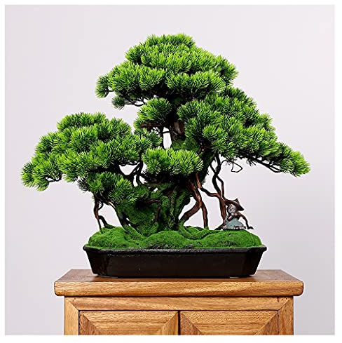 zxb-shop Künstlicher Baum Künstliche Kiefern Grüne Fake Tree Topfpflanzen Realistische Kiefer Blätter Keramik Kleine Mönche Heim- und Büroschmuck Simulation Bonsai