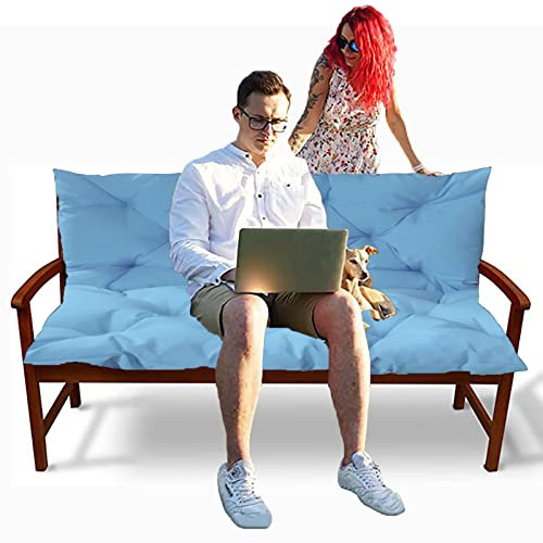 Schaukel-Ersatzkissen Liege-Ersatz-Sitzmatte Outdoor/Indoor mit Rückenlehne 2-oder 3 Sitzer Garten Überpolsterte Schaukelauflage für Gartenmöbel-Terrasse (Sky Blue 39x39x4in)