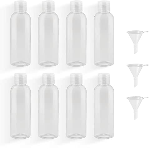 8 Pièces Bouteilles de Voyage, 100 ML en Plastique avec 3 Petits Entonnoirs