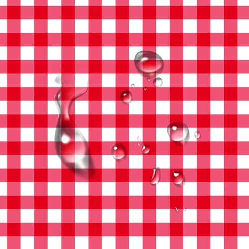 Self Adhesive Ruby Red Plaid Shelf Liner Drawer Liner Contact Paper for Kitchen Cabinets Cupboard Dresser Table Desk Wall Arts Crafts Furniture Decal 17.7X117 Inches