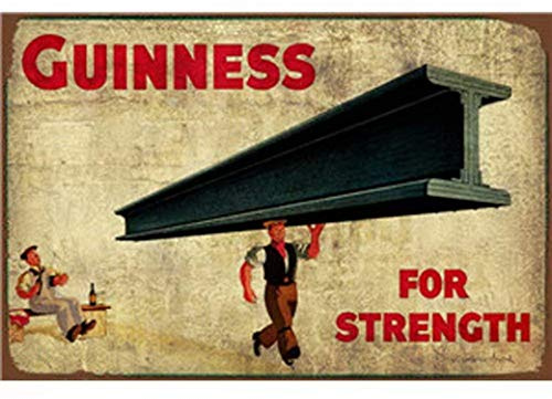 HZYXH Guinness for Strength - Targa in metallo vintage da parete, in stile retrò, con pittura in ferro, per bar, bar, bar, garage, casa, regalo di compleanno, matrimonio
