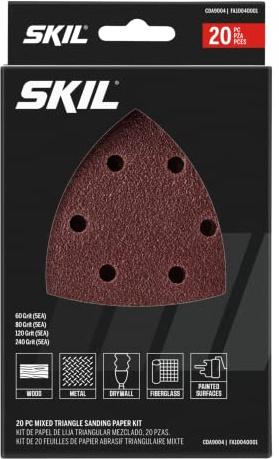 SKIL 20-Piece Mixed 60/80/120/240 Grits Mouse Detail Sanding Paper Kit for SKIL Sanders SR232301/SR250801/SR6607B-10 - CDA9004