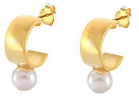 Homxi Ohrringe Damen Ohrstecker,Ohrringe 925 Silber C-Form mit Perle Ohrring Stecker Gold
