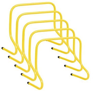 JELEX Agility Trainingshürden 5er-Set Verschiedene Größen, Koordinationshürden Trainingsequipment gelb, geeignet für Indoor und Outdoor Übungen aus robustem Kunststoffmaterial (40 cm)